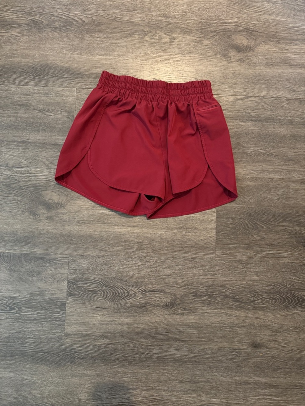 Women's Maroon Athletic Shorts with Elastic Waistband